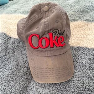 Diet Coke Embroidered Logo Baseball Cap - Gray with Red Logo